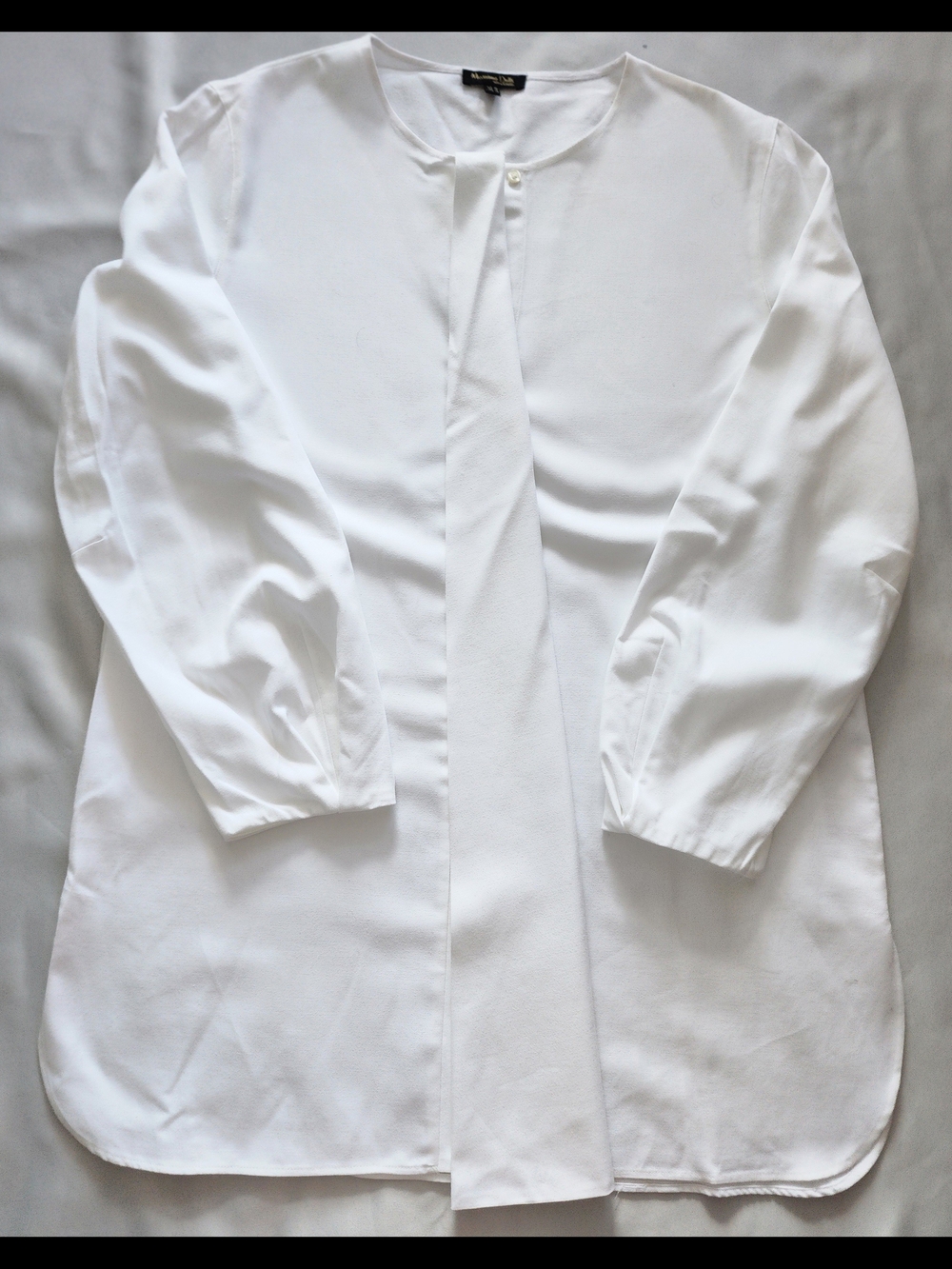 Massimo Dutti White Fluid Long Sleeve Tunique - Minimalist Button Down Blouse
